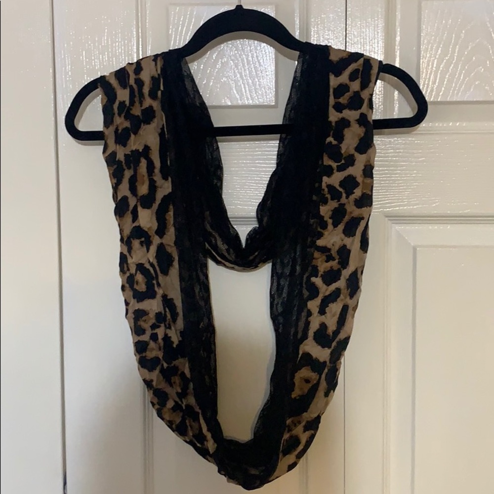 Lace Cheetah Print Infinity Scarf